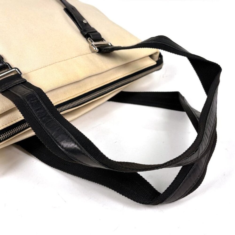 Yves Saint Laurent Logo Tote Bag Canvas Natural Black - Picture 6 of 9